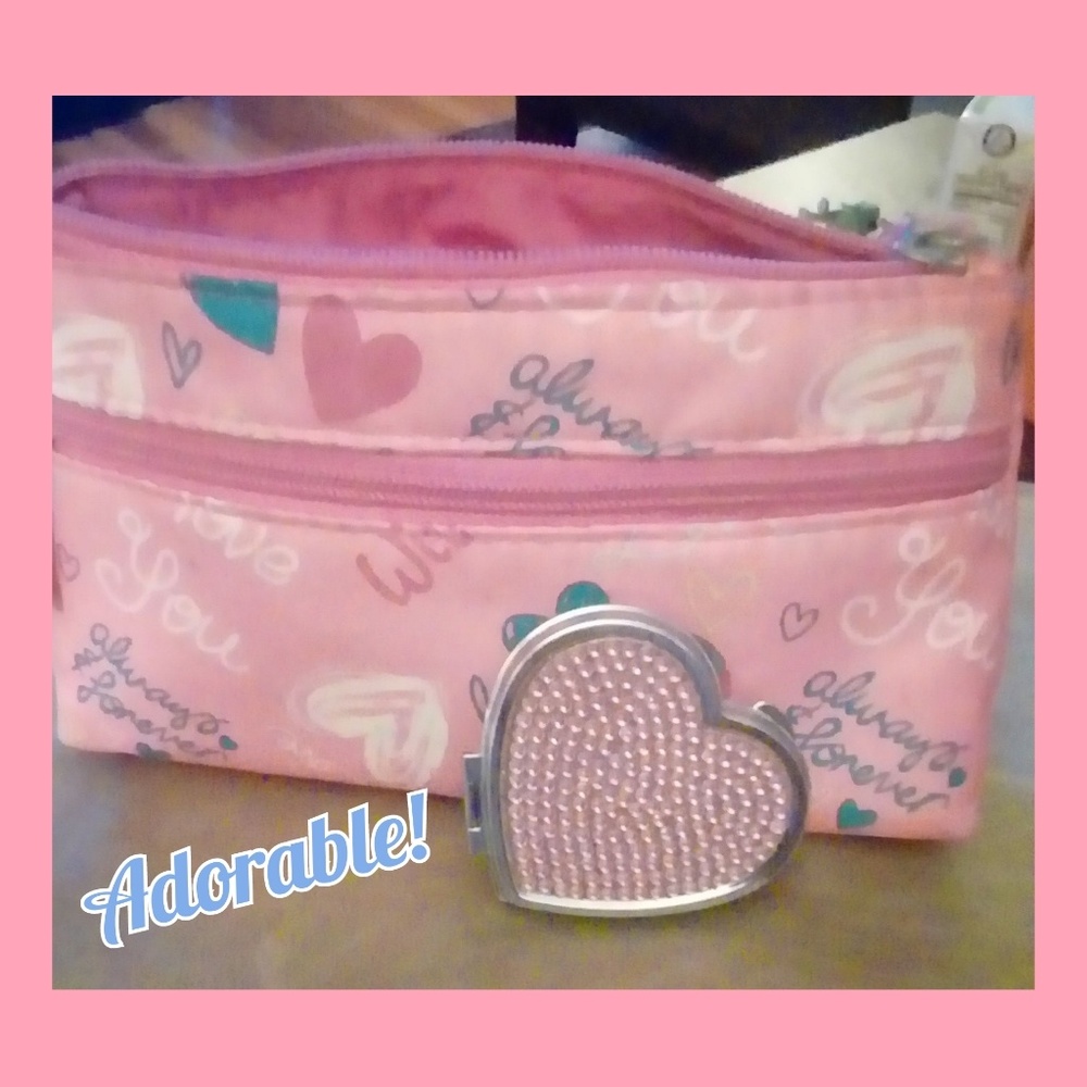 Makeup Bag & Compact Mirror 💕 - Picture 2 of 3